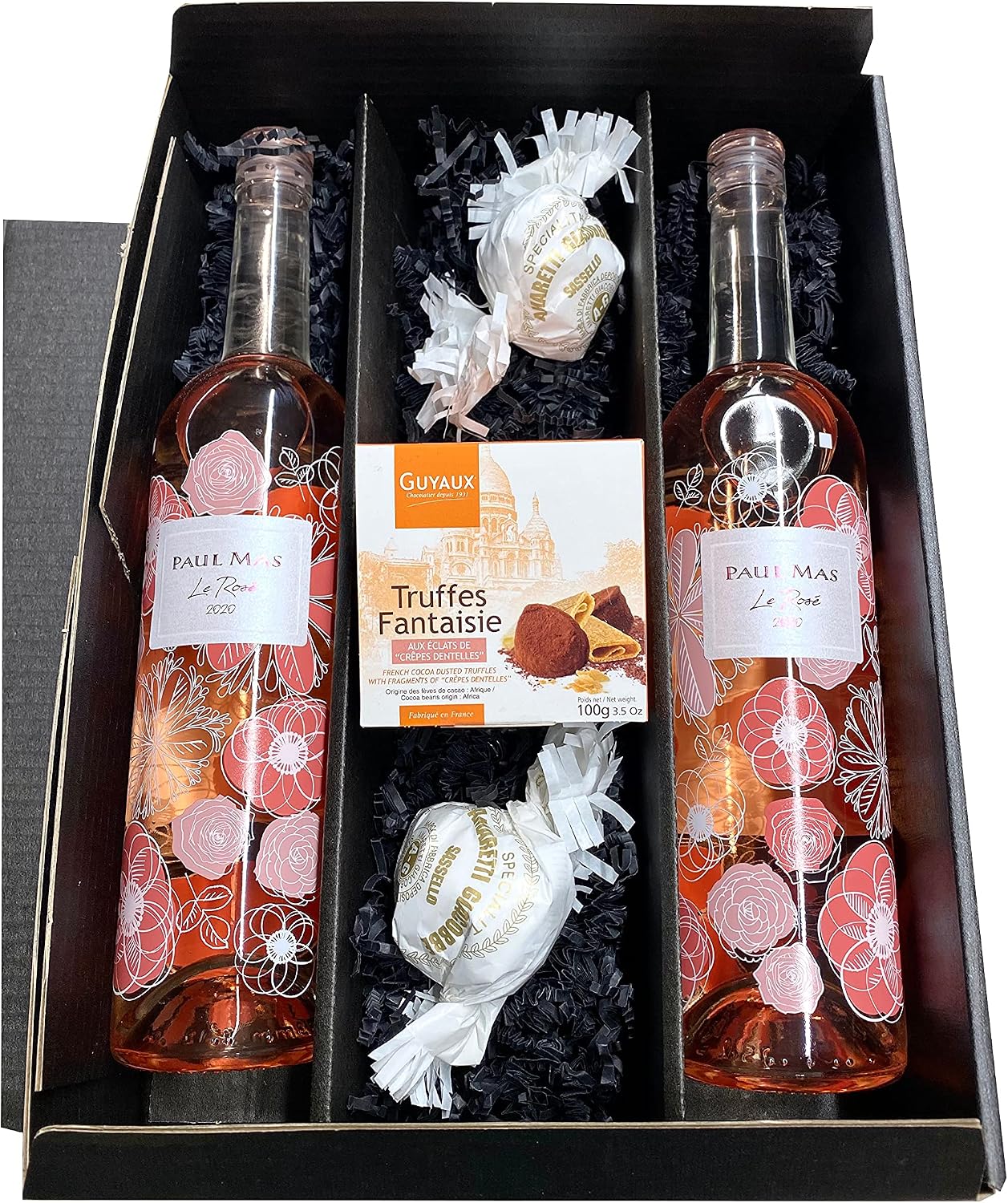 Rose Wine Gift Set with Chocolate Truffle and Amaretti – Bild 5