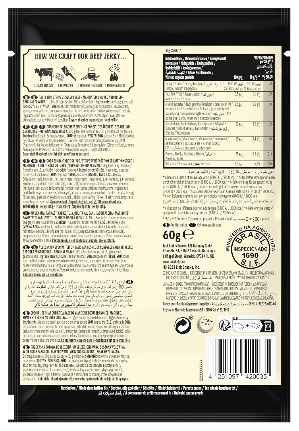 Jack Links Beef Jerky Gift Box - Pack of 12 (12 x 60 g) - High Quality Meat Snack Gifts for Men - Father, Dad, Man Gift or as a Gift Basket, Gift Basket, Birthday - High Protein – Bild 9
