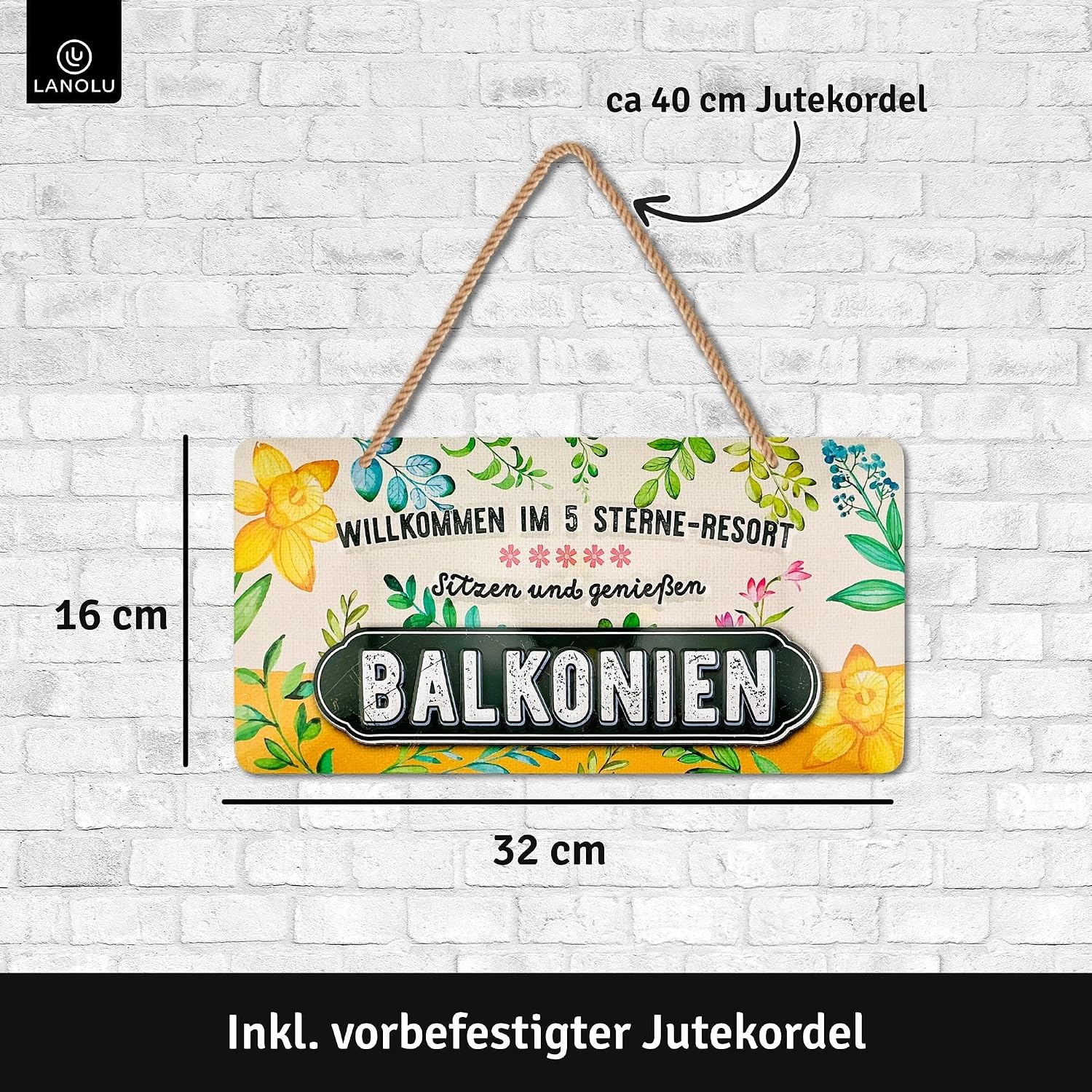 LANOLU Retro Tin Sign Balcony Sign – Tin Signs Garden with Sayings – Nostalgic Decoration as Gardener Gifts – Retro Decoration Vintage Metal Sign Garden Balcony 16 x 32 cm – Bild 5