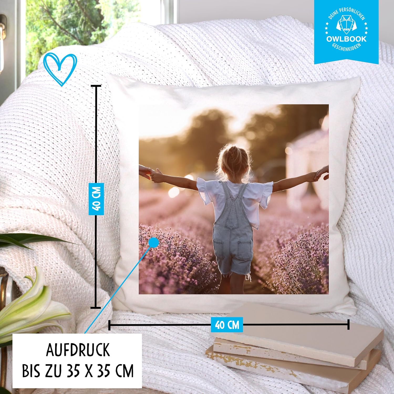 Owlbook Personalised Photo Cushion 40 x 40 cm Gift for Men and Women – Bild 6