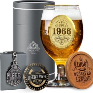CROWNLY CRYSTAL® 1966 Beer Glass Engraved 60th Birthday Personalised Gift for Man Man Gift Decoration Card 60 Years Dad Gift Idea