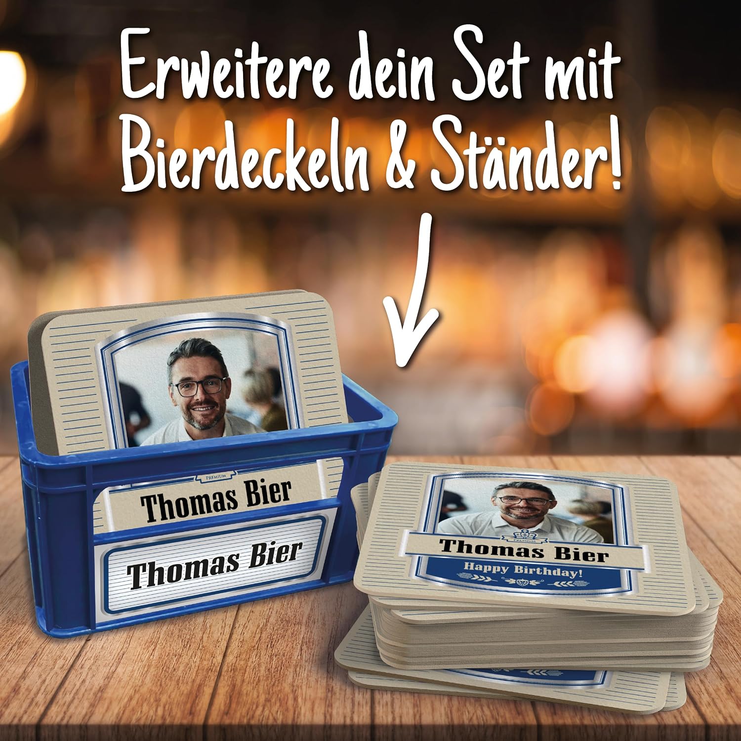 Beer Bottle Label Personalised with Photo & Text Sticker Set from 6 Pieces Motif: Max (Blue) – Bild 5