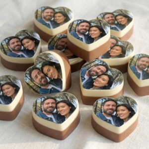Chocolates with Photo in Gift Box – Personalised Heart Shape Chocolates with Your Favourite Photo, Photo Pralines Chocolate with Photo (Pack of 12)