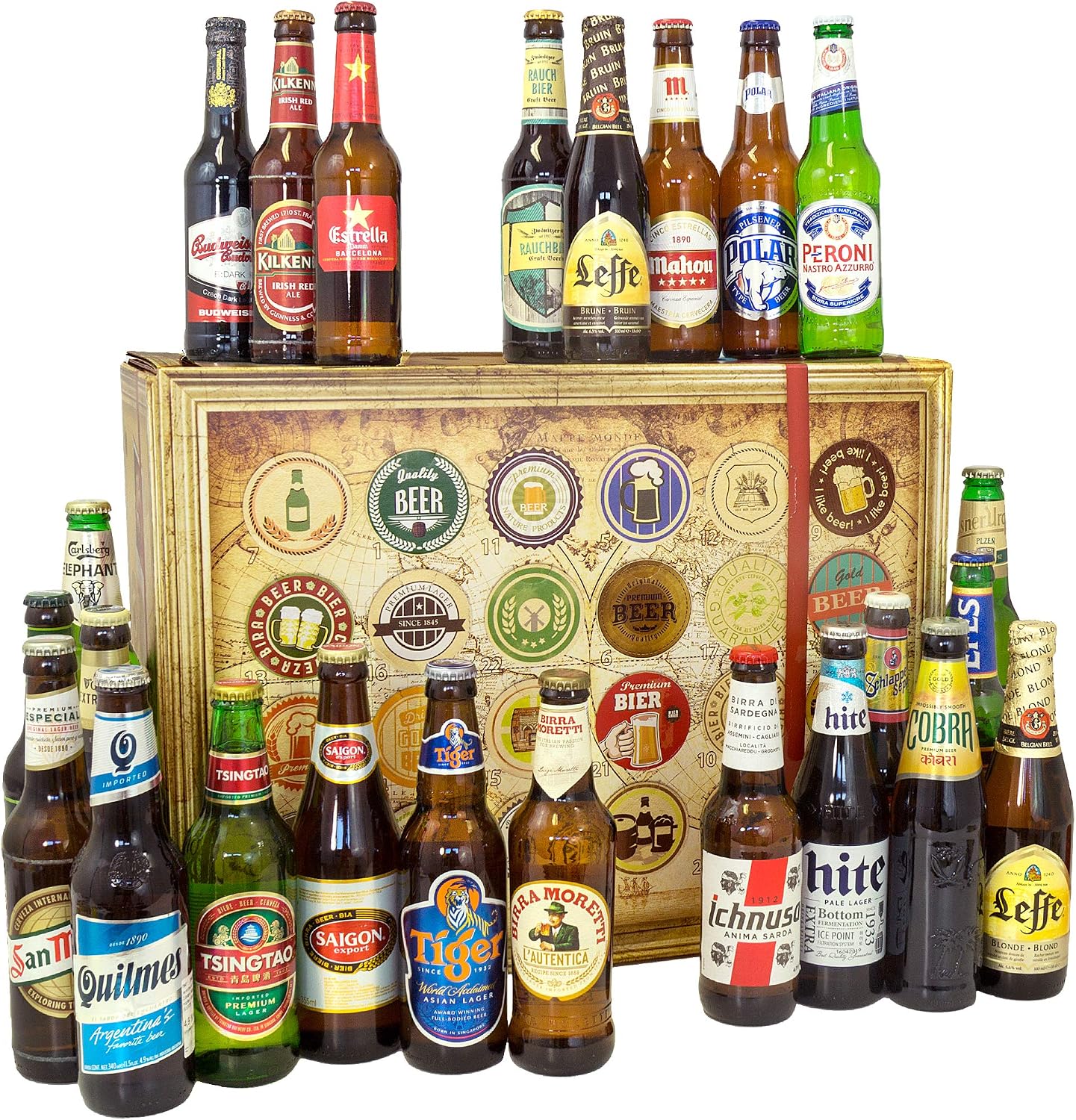 Beer of the World Gift Box + 24 Bottles of Beer / Birthday Gift for Him