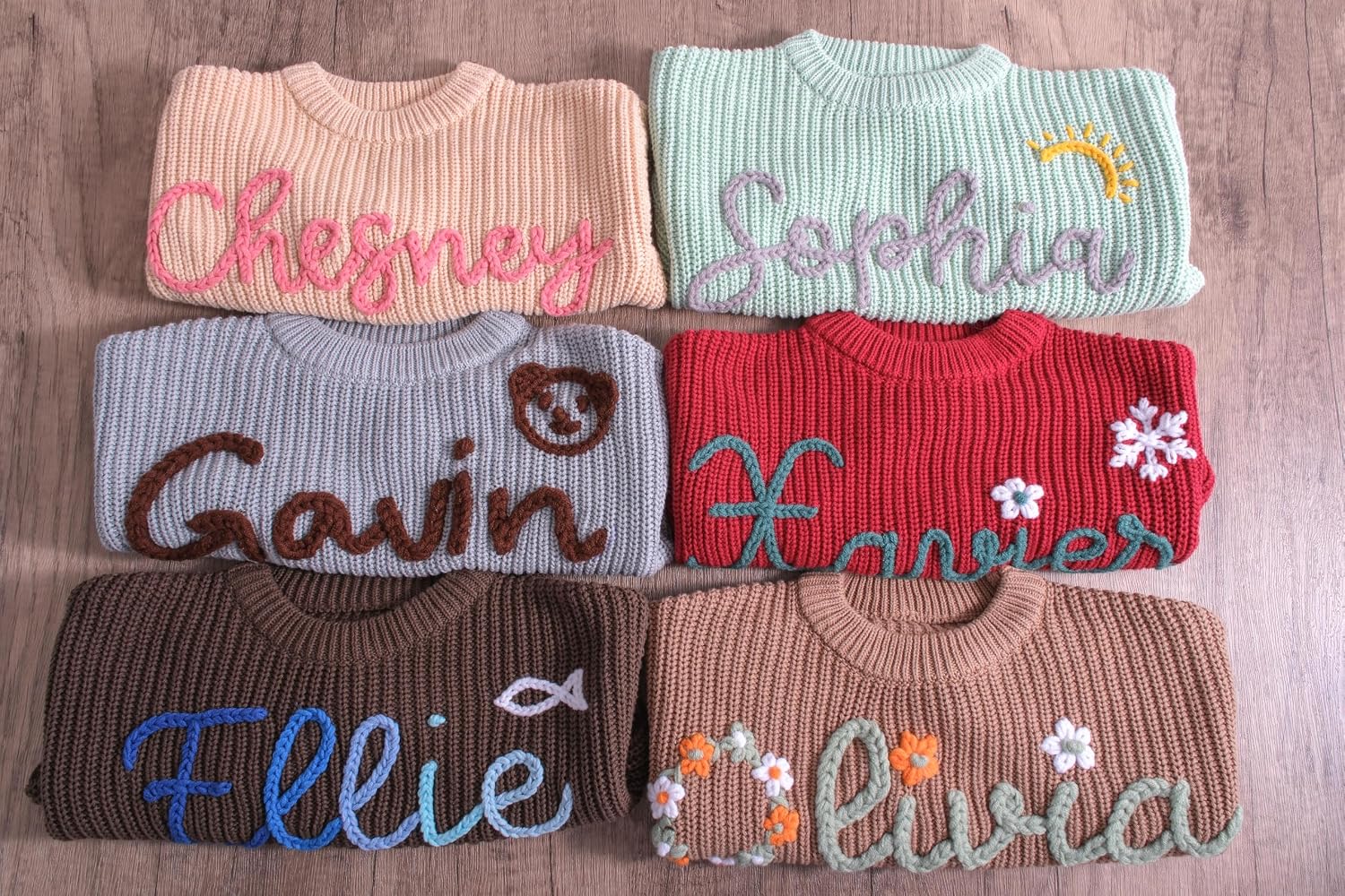Personalised Baby Knitted Jumper, Custom Baby Jumper with Hand Embroidered Name, Toddler Gift – Bild 4
