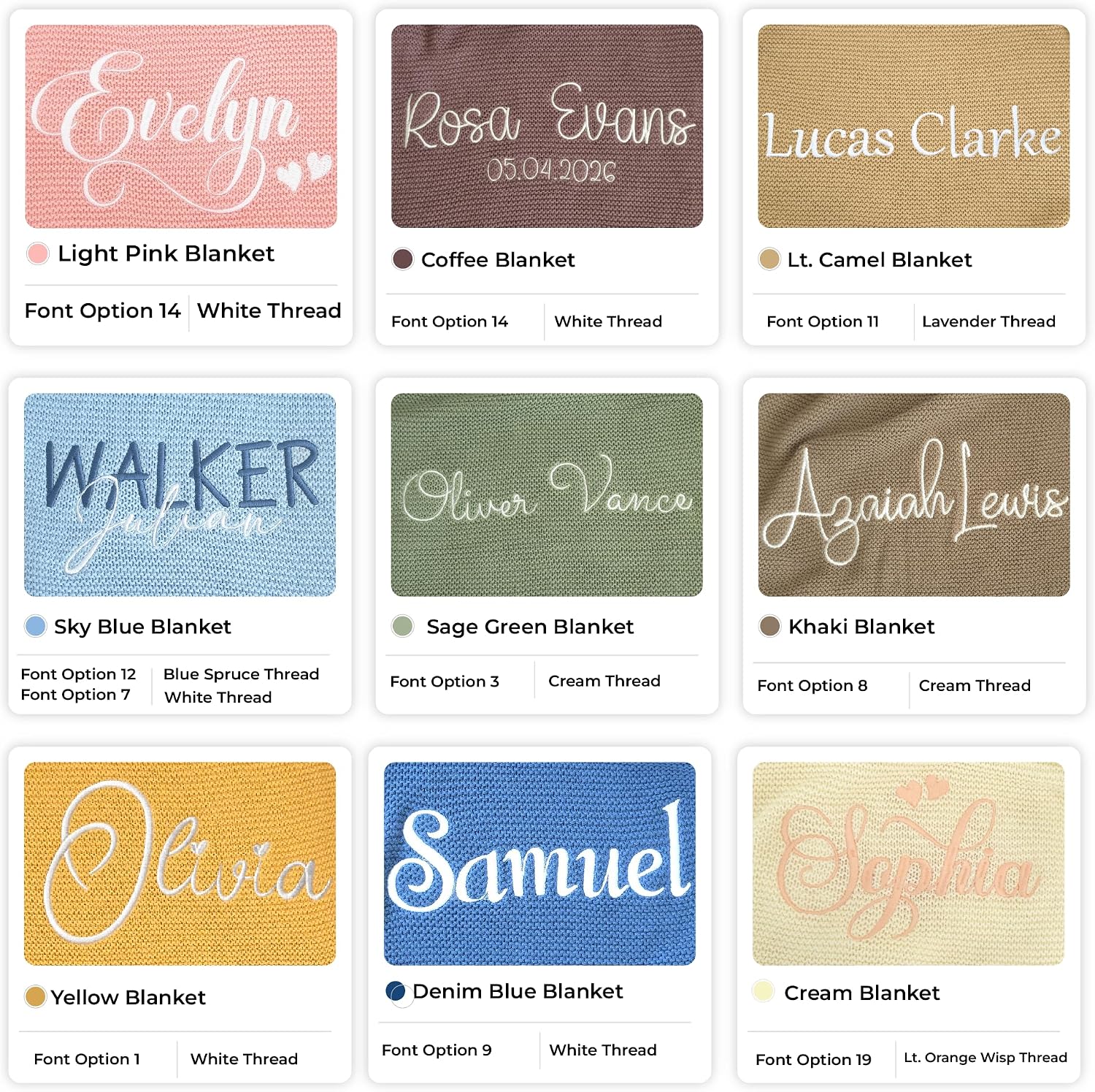 Baby Blanket Embroidered with Name 100 x 80 cm 100% Cotton – Bild 3
