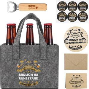 Zocipro Pensioner Gift for Men, Felt Handbag for 6 Beer Bottles