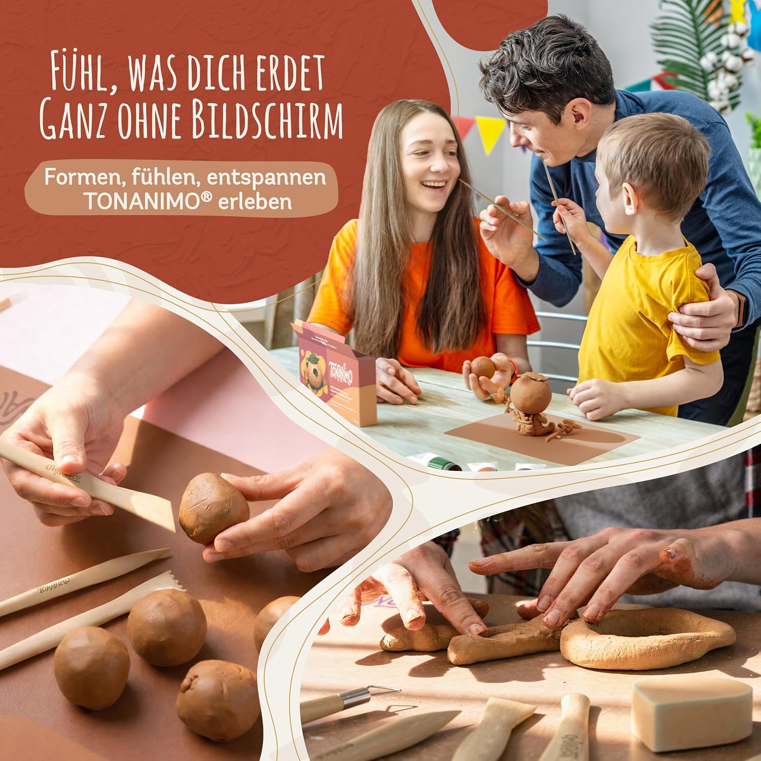 Pottery Set for Home - DIY Set with 2kg Air-Drying Clay – Bild 6