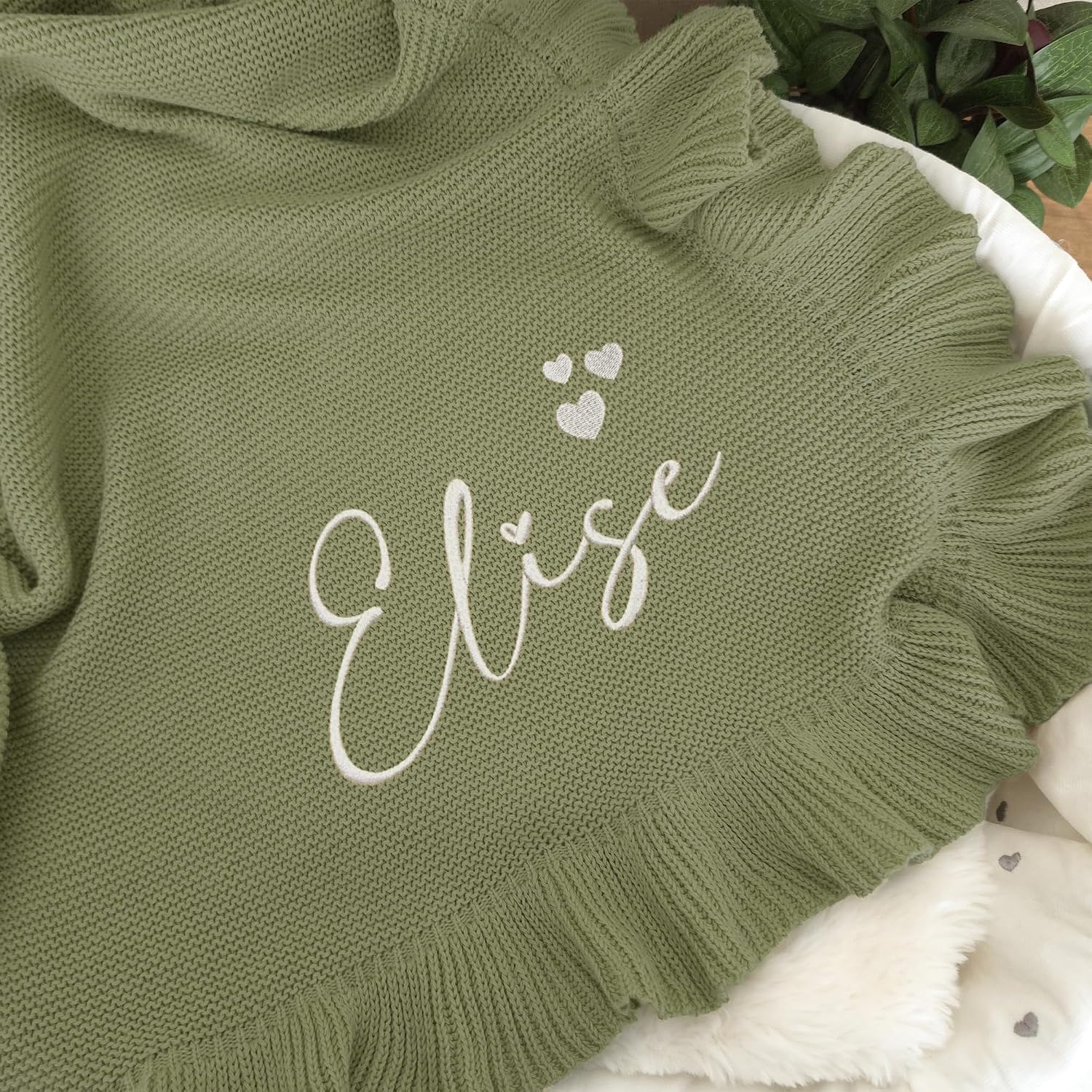 Babydecke Bestickt mit Namen 100 × 80 cm aus 100% Baumwolle