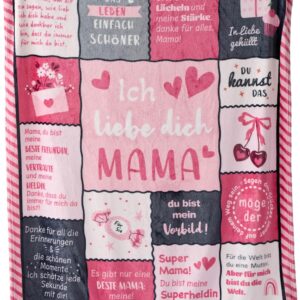 BEDSURE Cuddly Blanket Gifts for Mum – Decorative Blanket for Women and Grandma – Soft Fluffy Fleece Blanket, Gift for Mother’s Day, Father’s Day, Birthday – Throw 130 x 150 cm Light Pink Patchwork