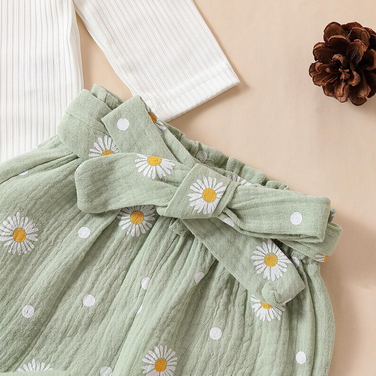 Geagodelia Baby Girl Clothing Outfit Set Long Sleeve Bodysuit Romper + Daisy Trousers + Headband Newborn Soft Baby Set – Bild 5