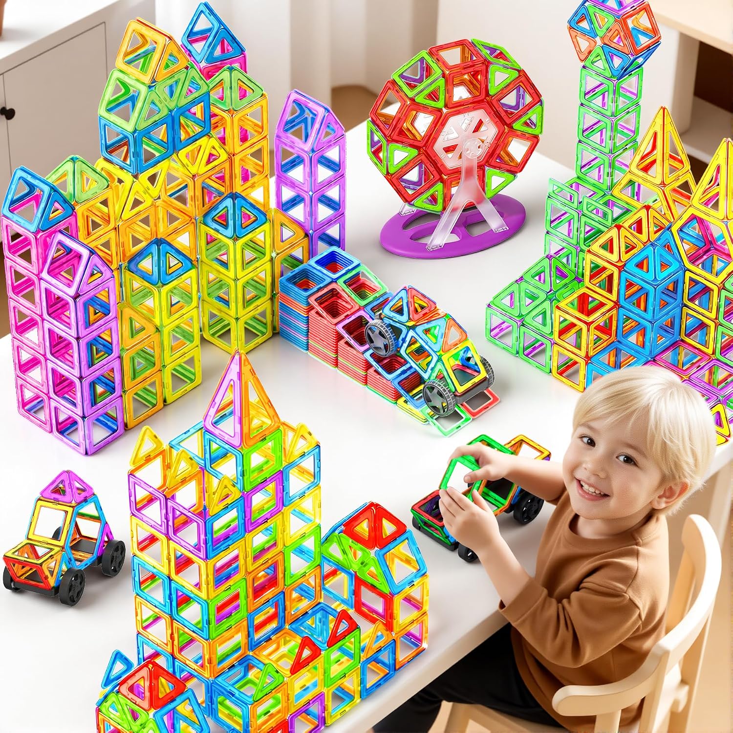 WOOBLO Magnetic Building Blocks for Children, 136 Pieces Magnetic Building – Bild 9