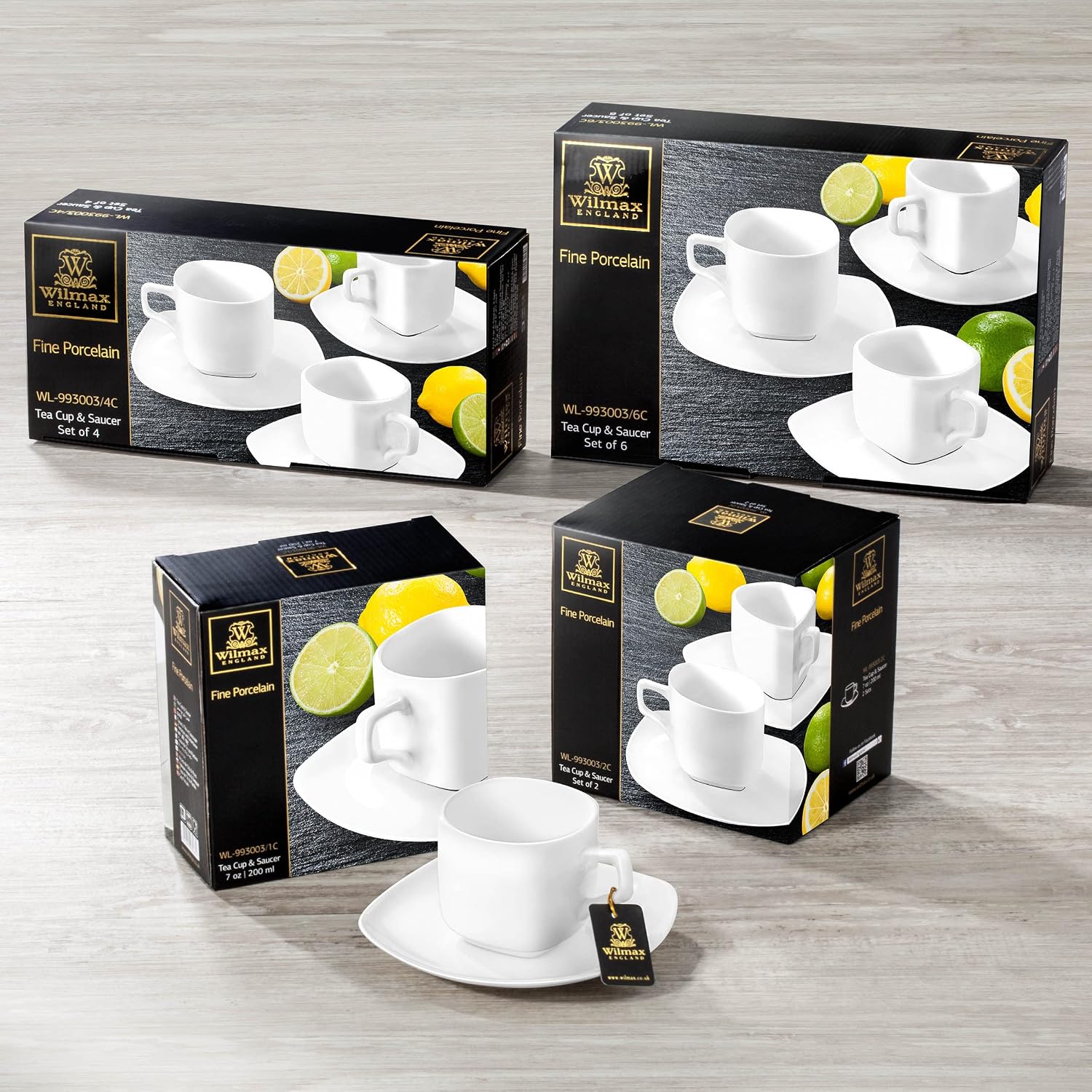 Wilmax Olivia Cups with Saucers, Set of 2, 200 ml, Porcelain Coffee Cups, White, Crockery Set for 2 People, Cup Set for Coffee, Tea, Desserts, Coffee Service & Tea Service – Bild 4