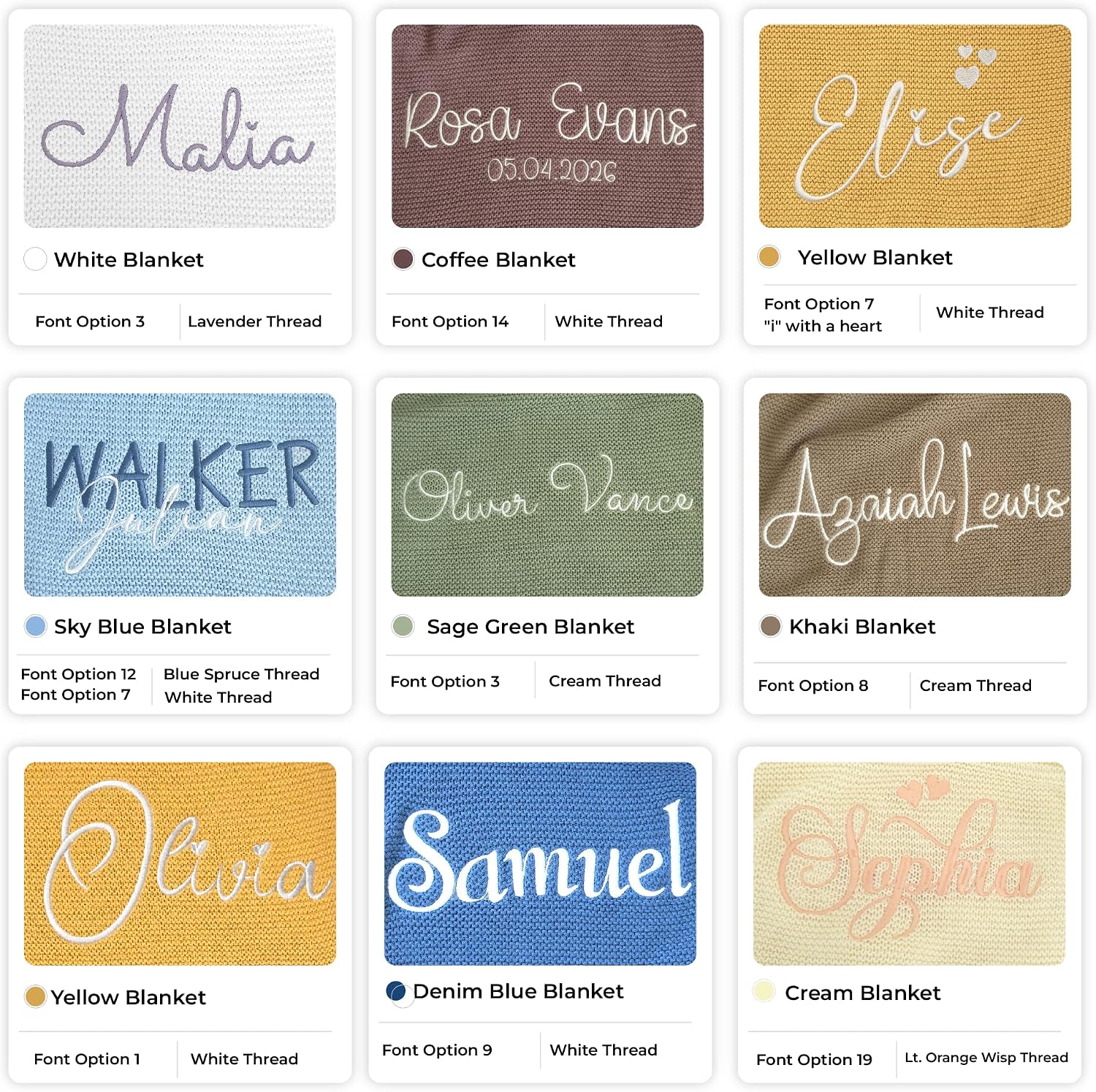 Baby Blanket Embroidered with Name 100 x 80 cm 100% Cotton – Bild 3
