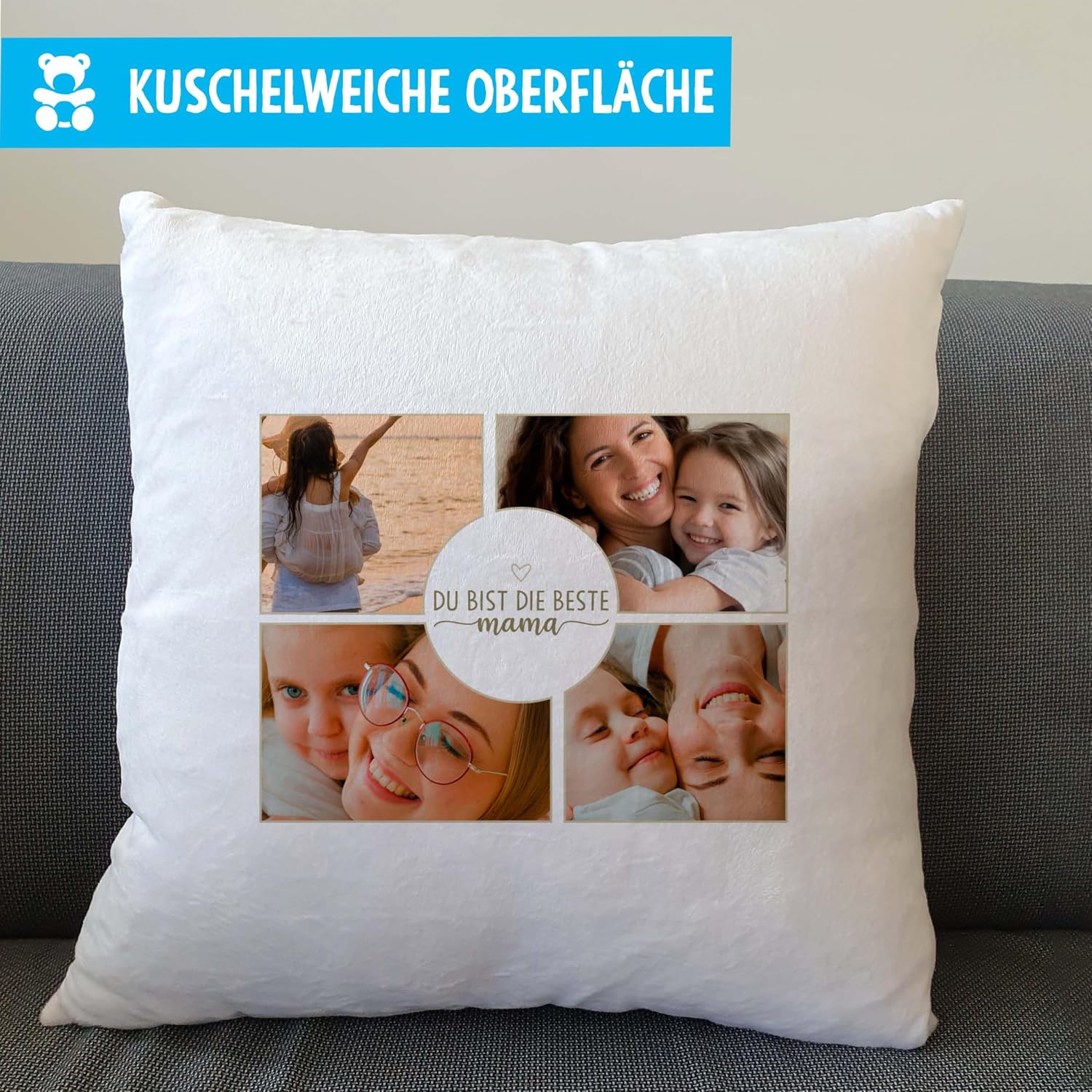 OWLBOOK Gifts for Mum | Raster du bist die Beste Mama | Fluffy 40 x 40 cm – Bild 3
