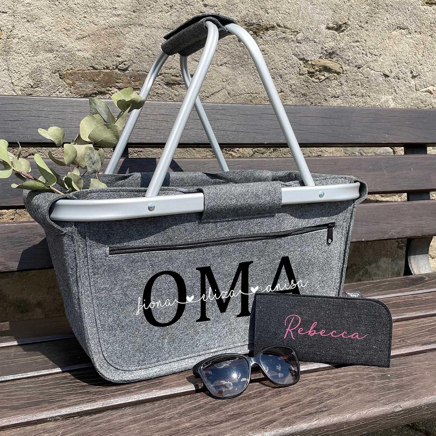 Gift Mum | Shopping Basket Personalised I Felt Basket Gift Idea Grandma for Birthday | Birth Baby Children's Name Mother's Day (Felt Basket) – Bild 5