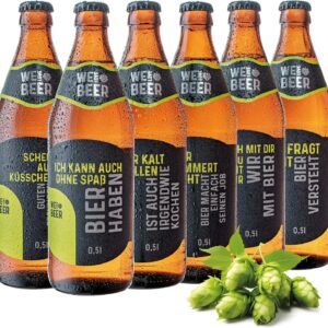 Brauerei Zwönitz – Light Beer Set of 6 Funny Sayings Beer Bottles 0.5 L