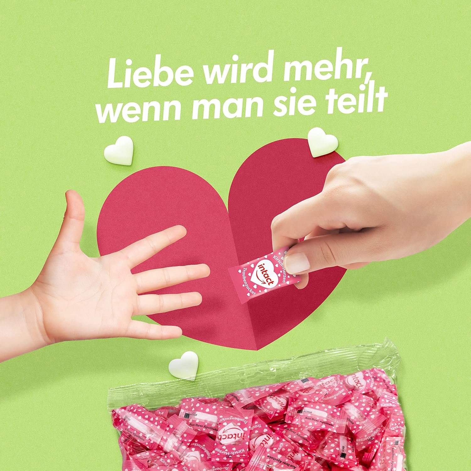 intact (Cherry Hearts) Glucose in Bag 500 g Glucose Sweets Individually Packed 100% Vegan – Bild 6