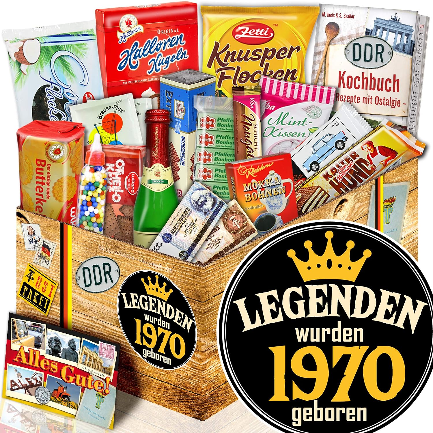 Legends 1970 ++ DDR Package with Sweets ++ Gift Box for Birthday