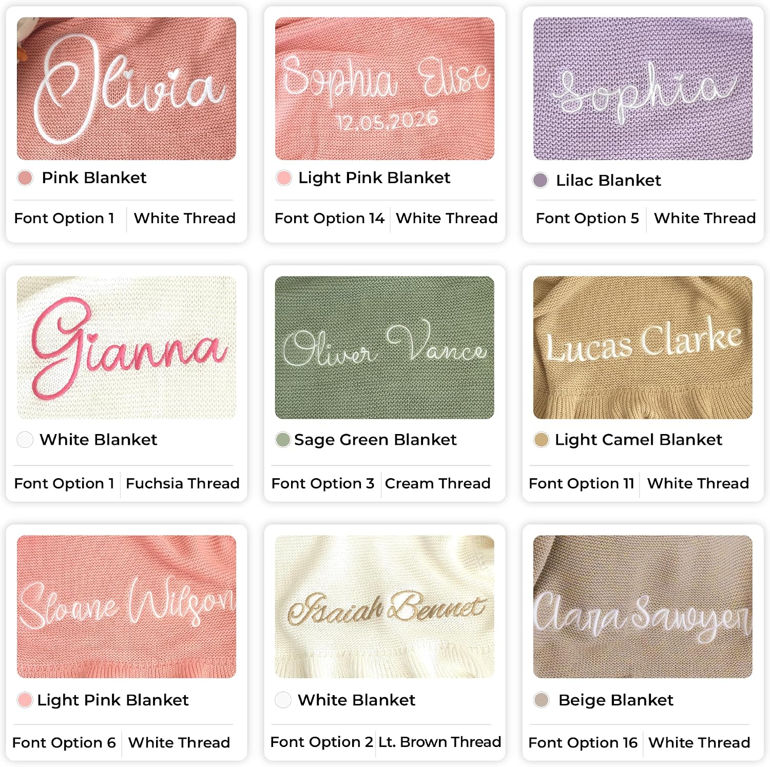 Baby Blanket Embroidered with Name 100 x 80 cm 100% Cotton – Bild 3