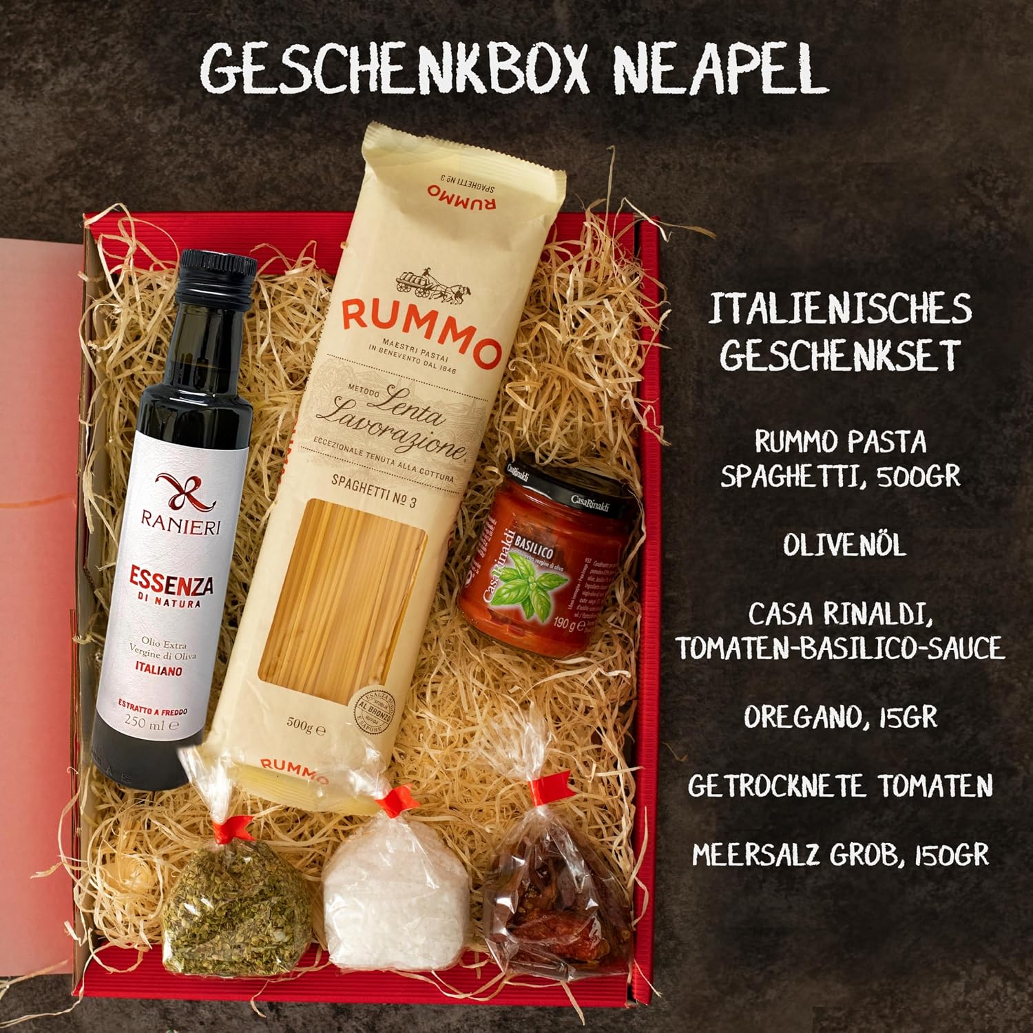 Pasta Gift Set "Naples" | Italian Gift Basket Filled with Pasta, Olive Oil & Delicatessen Specialities | Delicatessen Gift Basket for Men and Women for Christmas – Bild 2