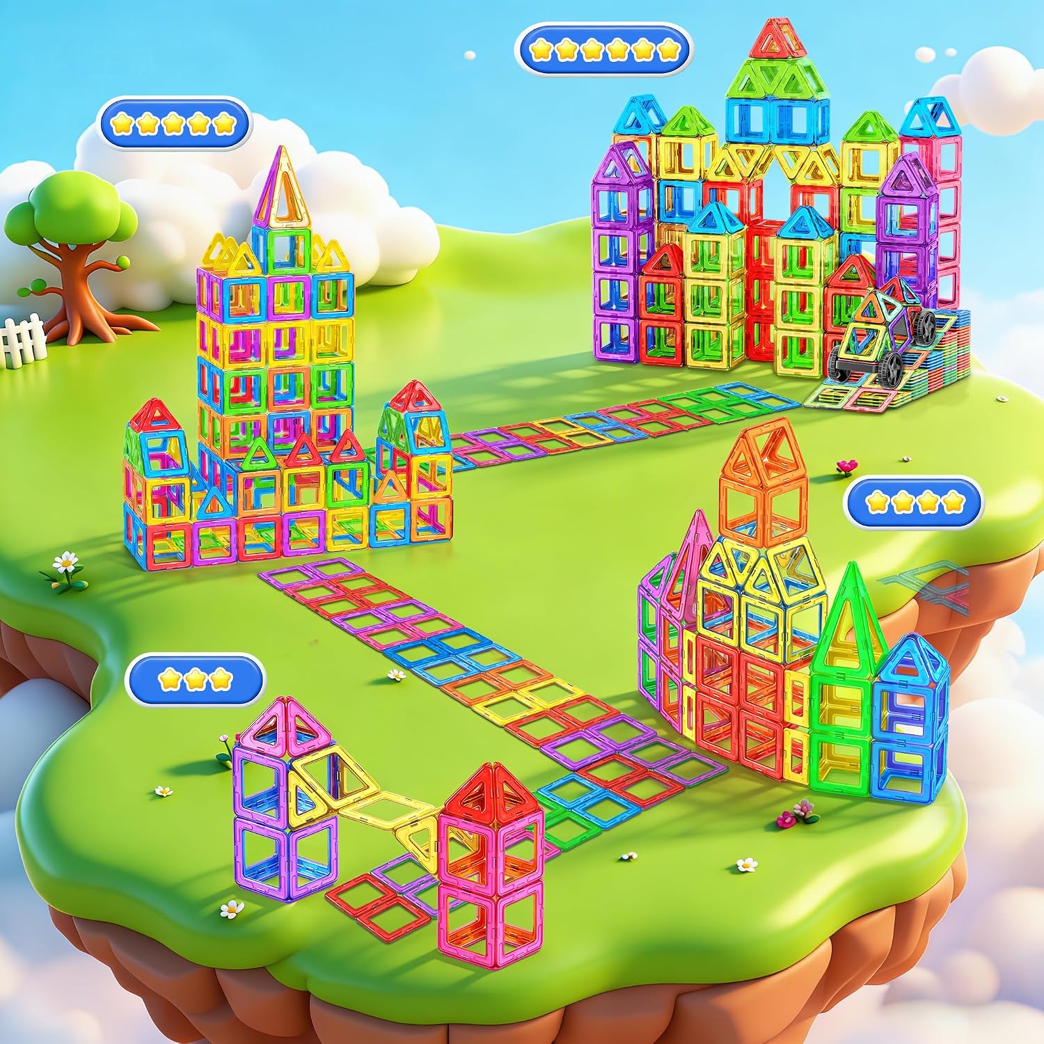 WOOBLO Magnetic Building Blocks for Children, 136 Pieces Magnetic Building – Bild 3