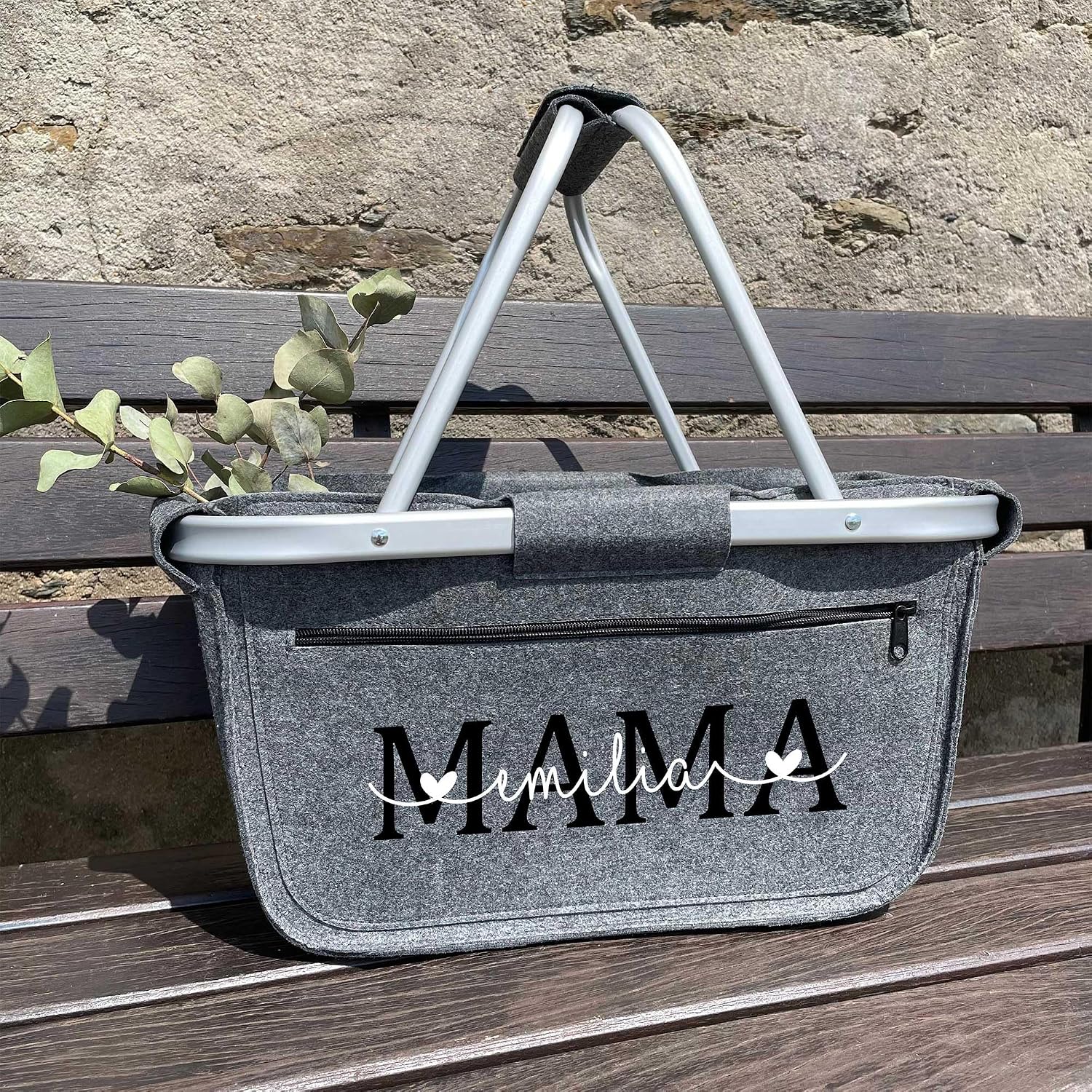 Gift Mum | Shopping Basket Personalised I Felt Basket Gift Idea Grandma for Birthday | Birth Baby Children's Name Mother's Day (Felt Basket) – Bild 6