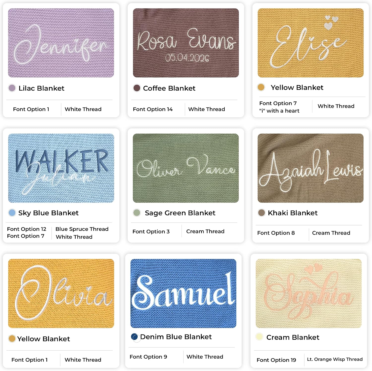 Baby Blanket Embroidered with Name 100 x 80 cm 100% Cotton – Bild 3