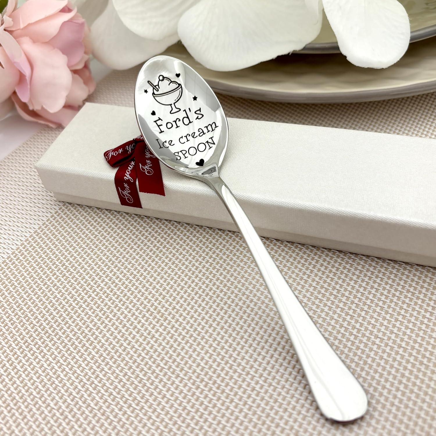 Personalised Ice Cream Spoon with Personalised Engraving, Stainless Steel, Ready to Gift Packaging, Choice of Size and Colour – Bild 2