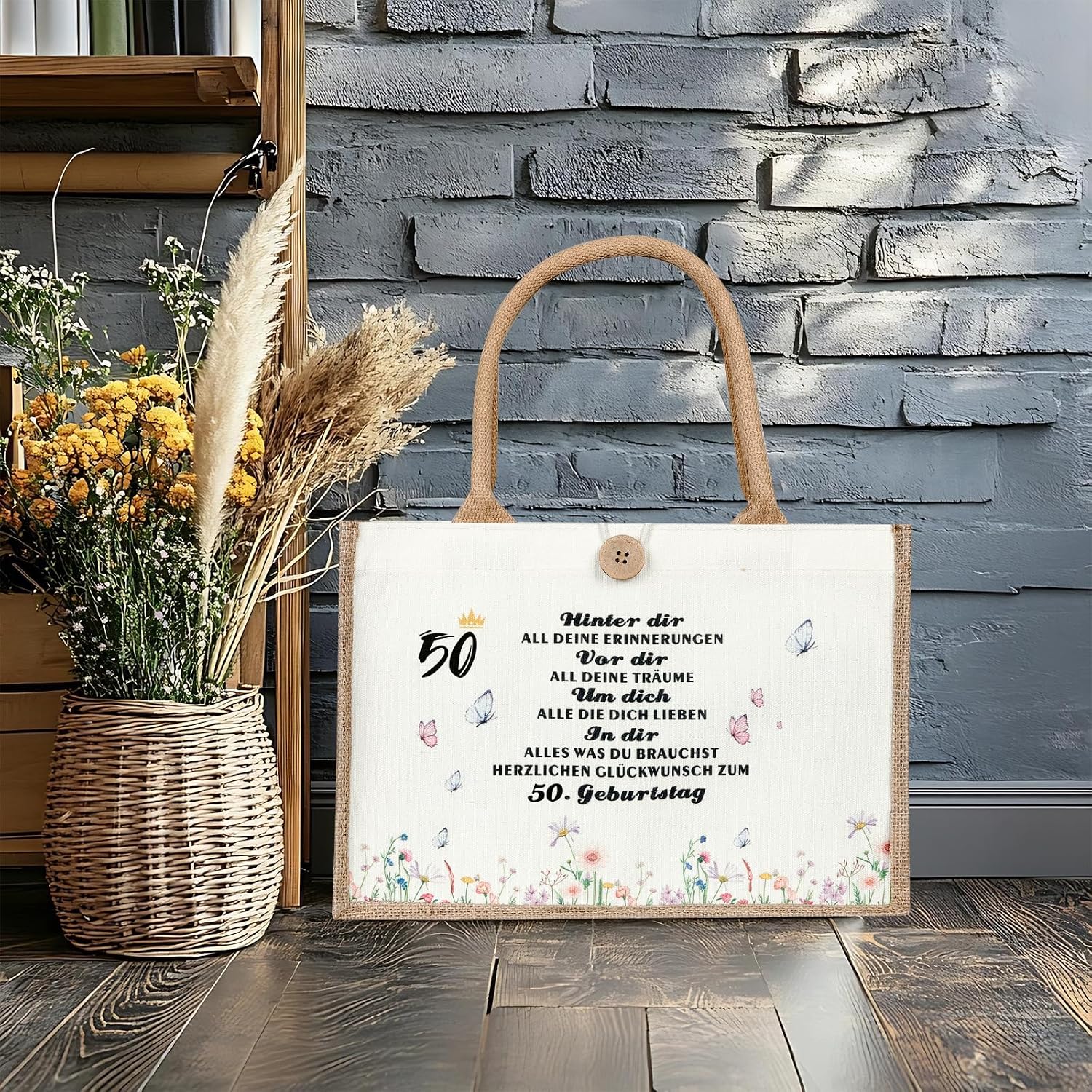 Birthday Gift for Women, Jute Sack - Sustainable Shopping Bag, Gift for Women, Mother, Girlfriend, Colleague – Bild 3