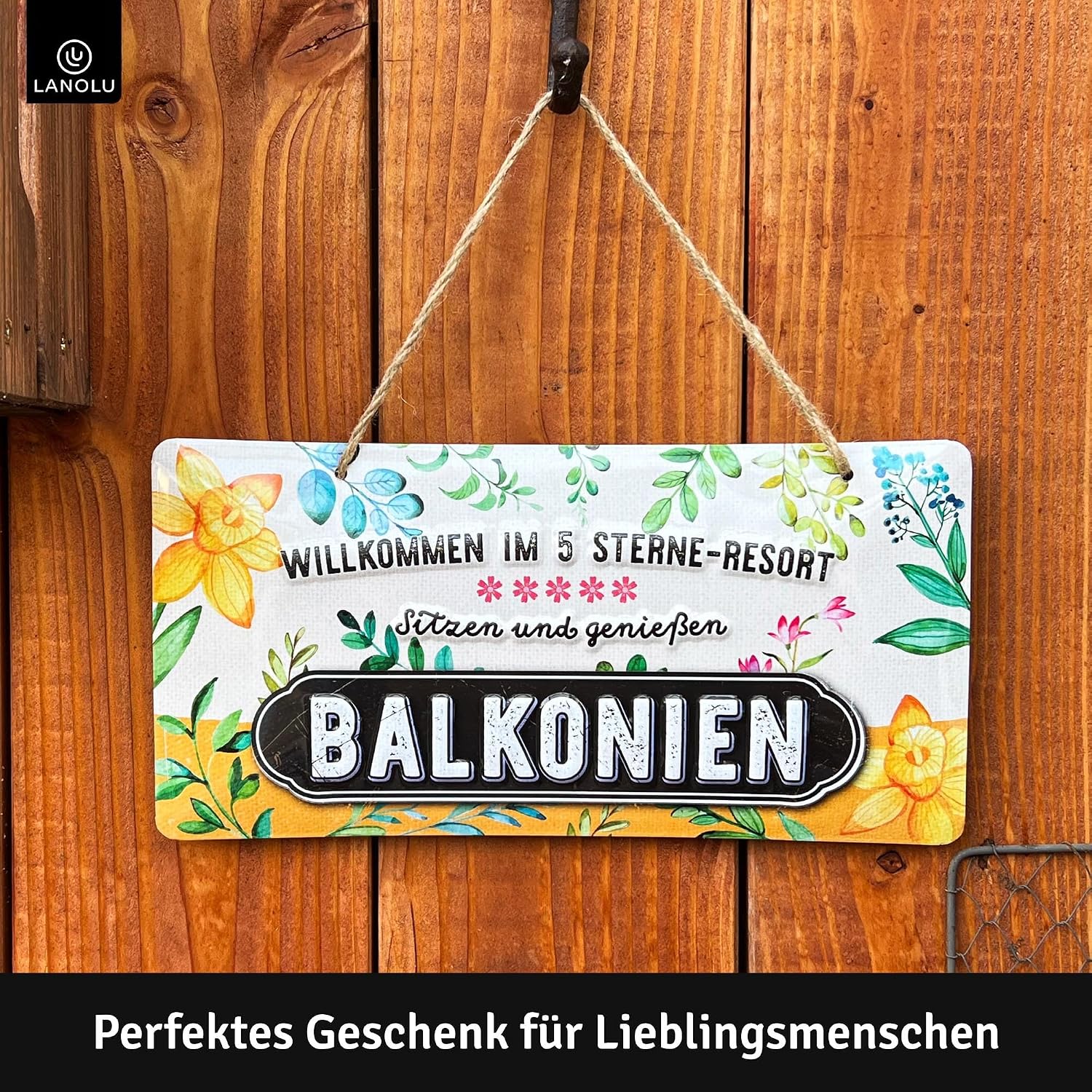 LANOLU Retro Tin Sign Balcony Sign – Tin Signs Garden with Sayings – Nostalgic Decoration as Gardener Gifts – Retro Decoration Vintage Metal Sign Garden Balcony 16 x 32 cm – Bild 2