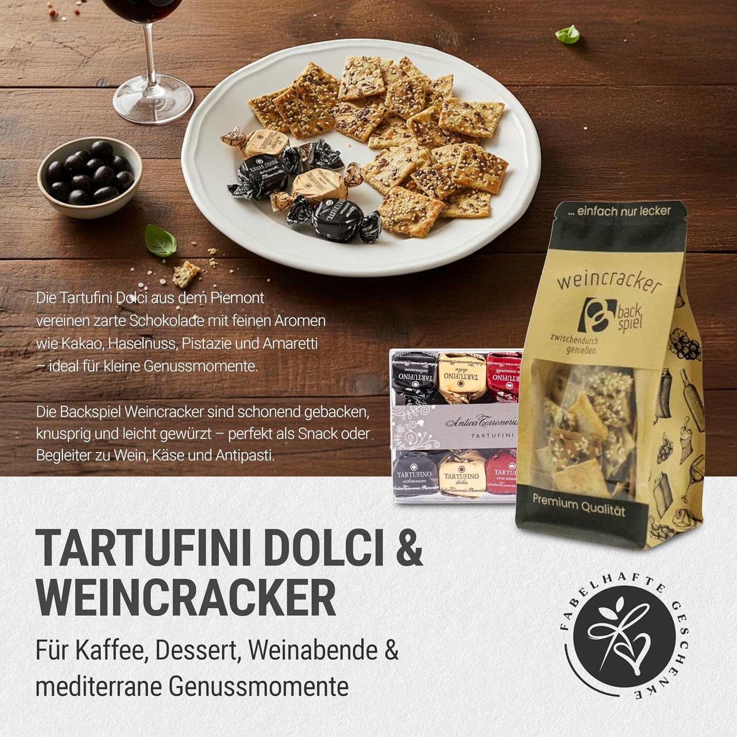 Bella Italia Gift Basket Filled with Red Wine and Italian Delicatessen - Gift Basket with Olive Oil, Aceto Balsamic, Pasta, Pesto, Tartufini, Wine Gift for Men and Women, Pasta Gift Set – Bild 7