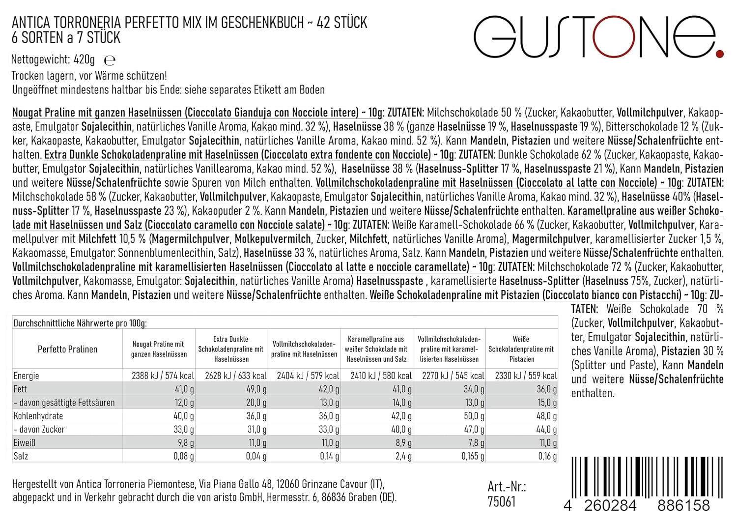 Gustone. Antica Torroneria Perfetto 42 Pieces in Gift Book 420 g – Bild 2