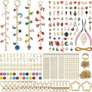FIVAVA 625 Pieces DIY Key Chain Craft Charms Pendant Keychain Set