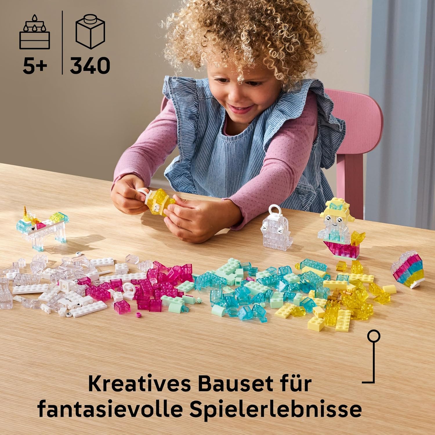 LEGO Classic Magic Box with Transparent Stones - Colourful Building Blocks and Hanging Stones - Unicorn, Dragon, Penguin and Other Figures - Craft Set for Girls and Boys from 5 Years 11040 – Bild 2
