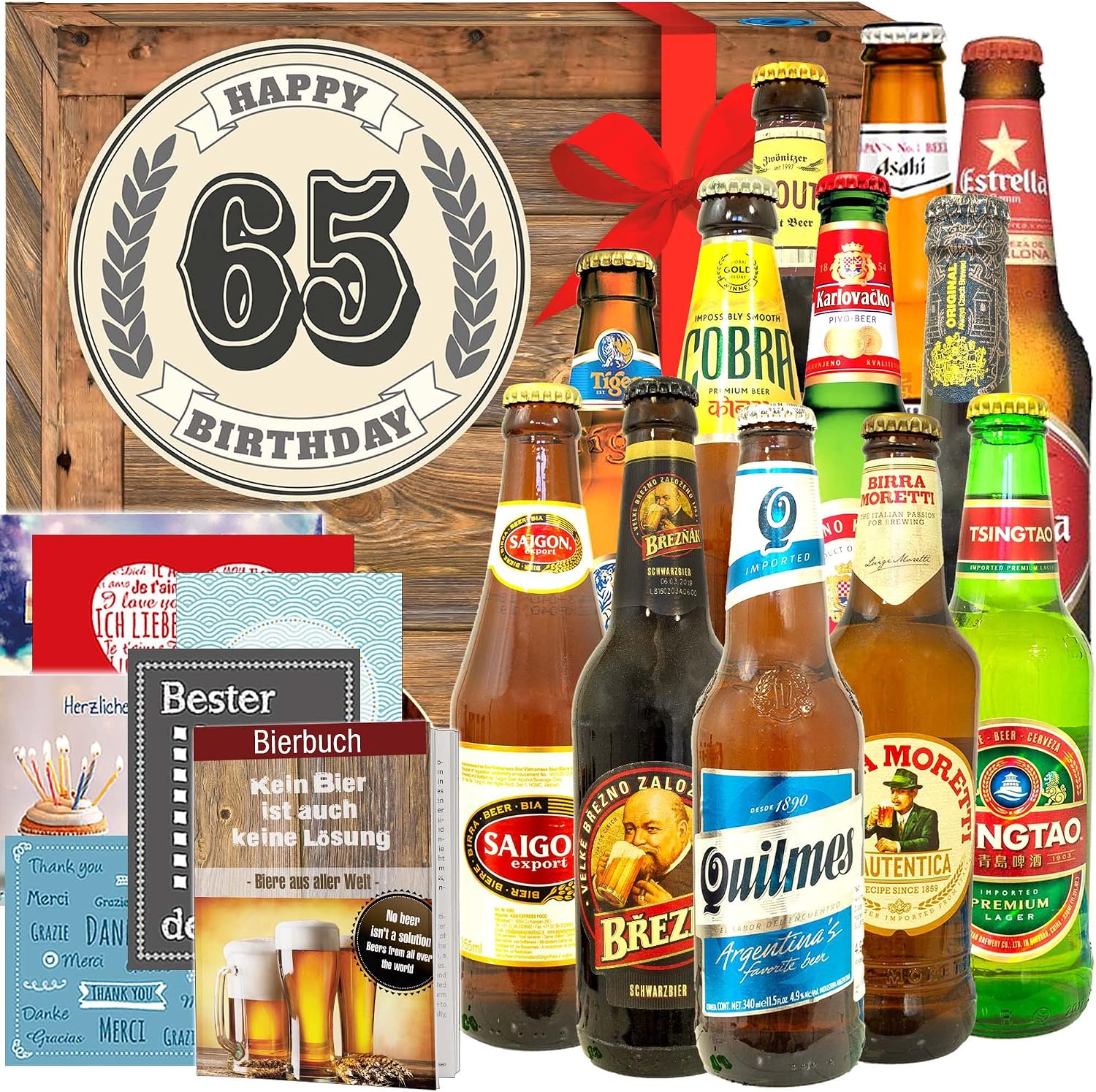 Gifts for 65th – 12 x Beers of the World – Gifts for 65th Birthday Man Decoration
