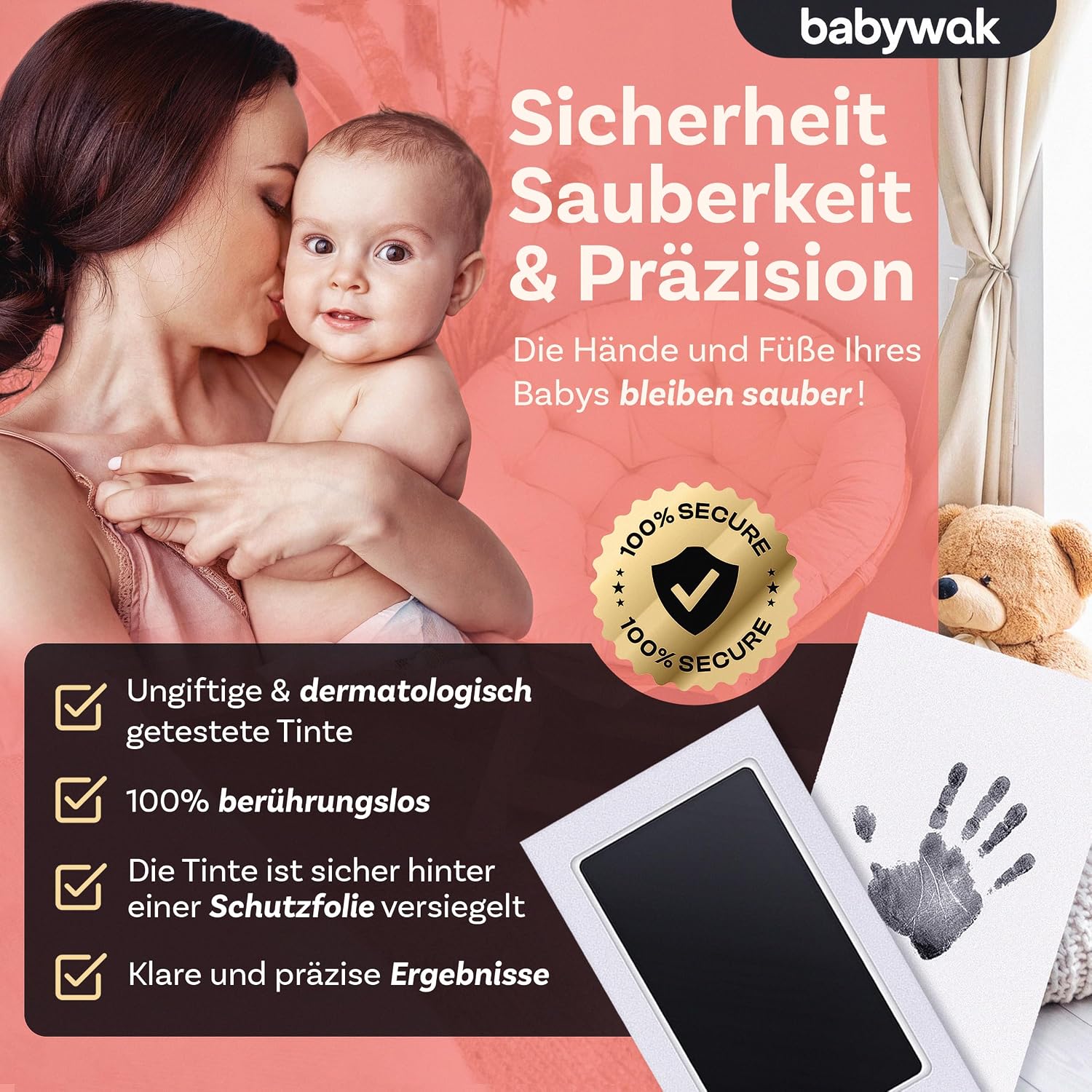 Baby Footprint & Handprint Set - Ink Pad Newborn | Imprint Set Baby | Paw Print Set Dog & Cat | Baby Gifts for Birth Girl Boy – Bild 2