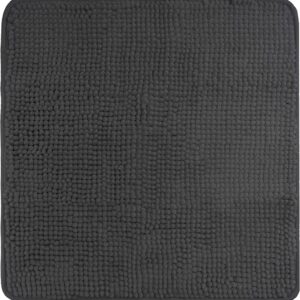 fluffy Pedestal Mat for Wall-Mounted Toilet with Non-Slip Backing (50 x 50 cm, Anthracite)