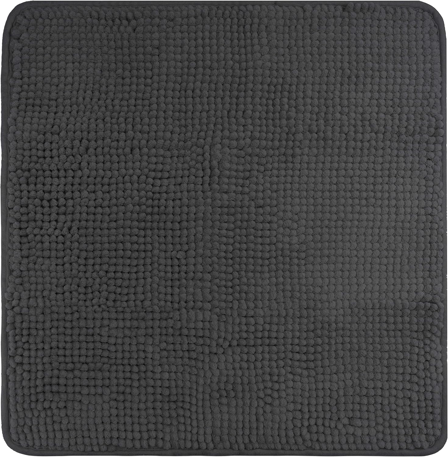 fluffy Pedestal Mat for Wall-Mounted Toilet with Non-Slip Backing (50 x 50 cm, Anthracite)