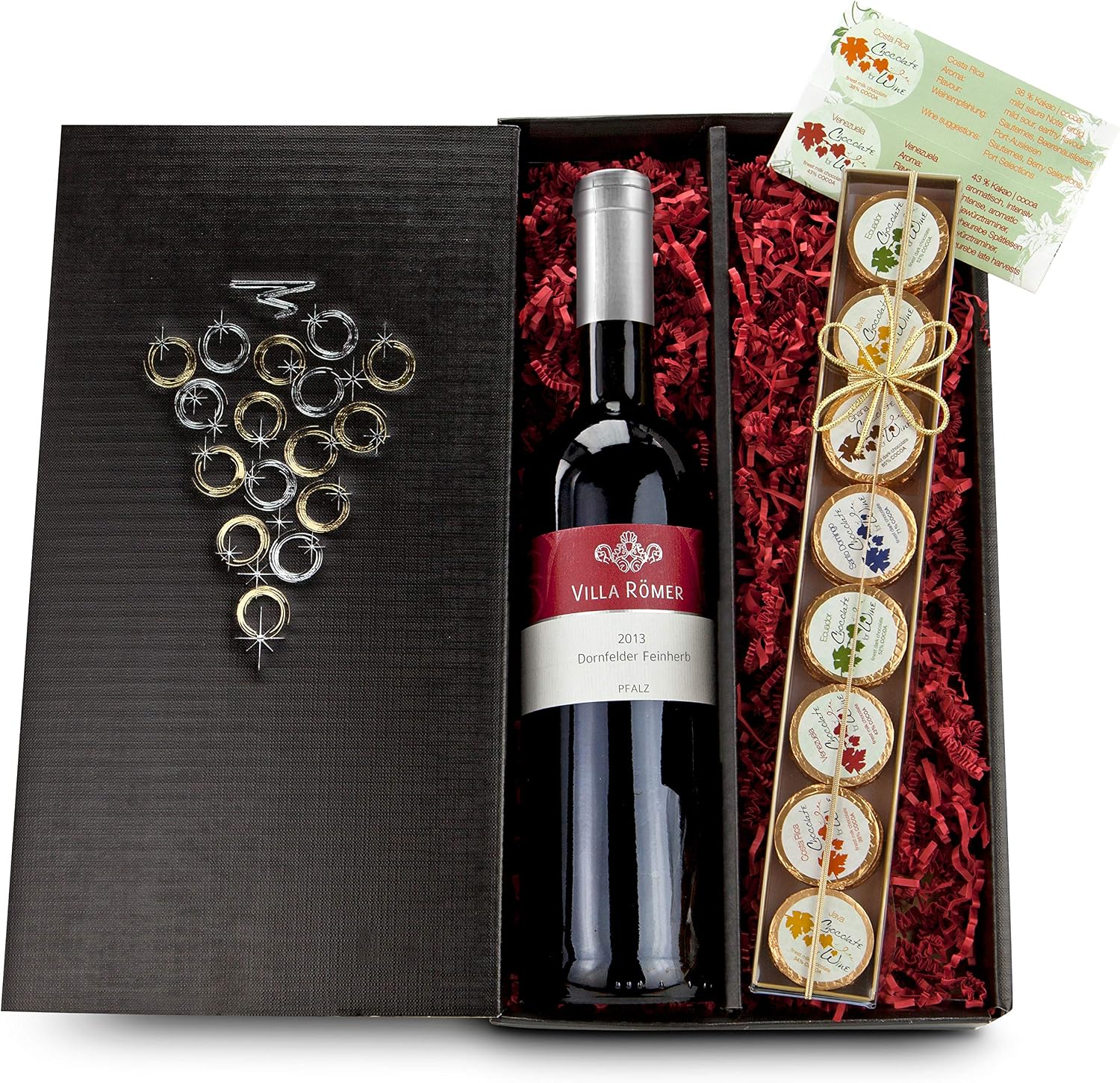 Römer Präsente Chocolate for Wine Gift Set - 1 Red Wine (Cabernet Sauvignon, 0.75 Litre), 32 x 8g Chocolates + Lovely Gift Box – Bild 3
