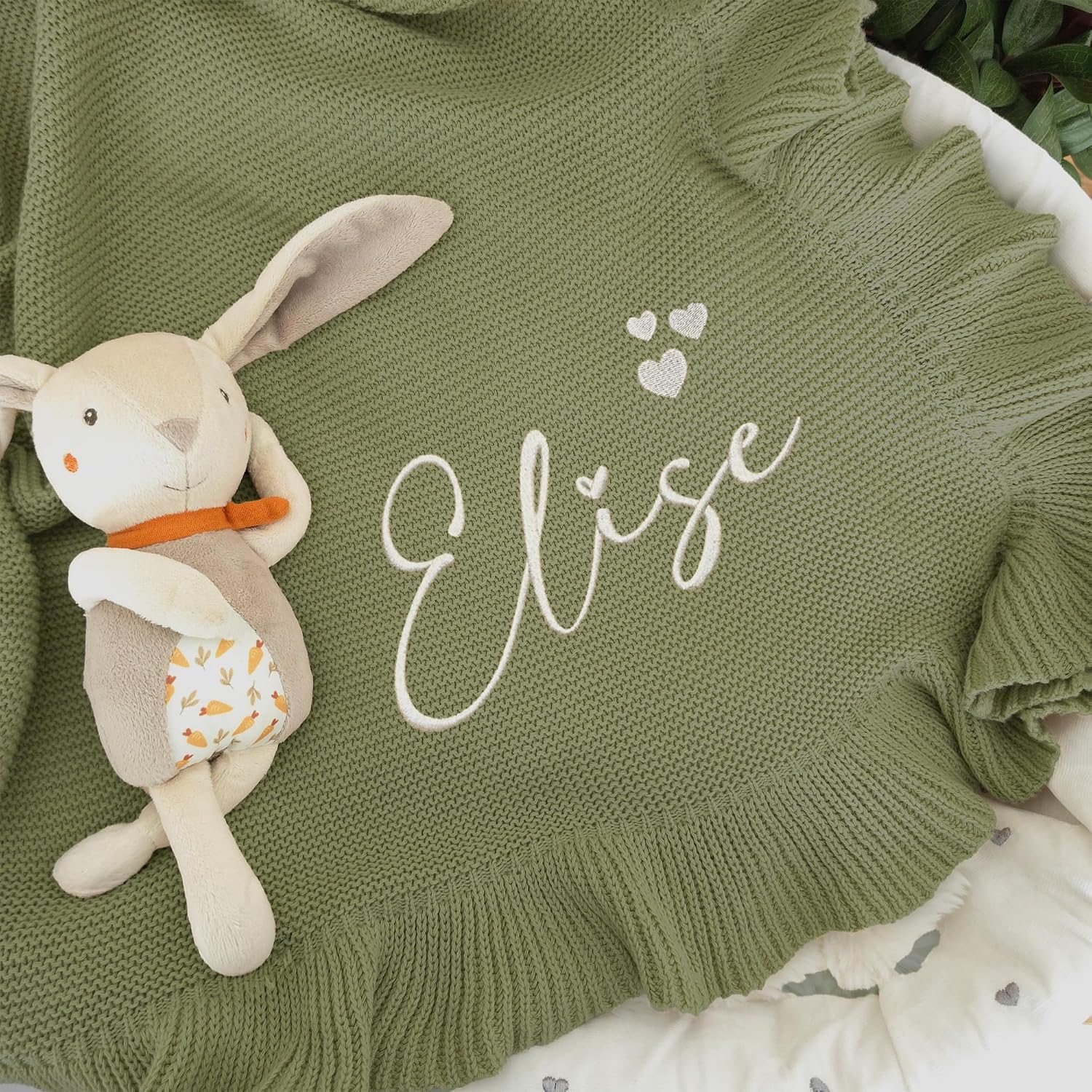 Babydecke Bestickt mit Namen 100 × 80 cm aus 100% Baumwolle – Bild 8