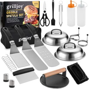 Grilljoy Plancha Accessory Set Stainless Steel 28 Pieces for Burger & Grill