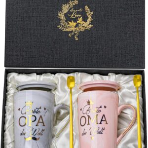 Gift Grandma and Grandpa, Gifts for Grandparents with 400 ml Mug, Pink Grey