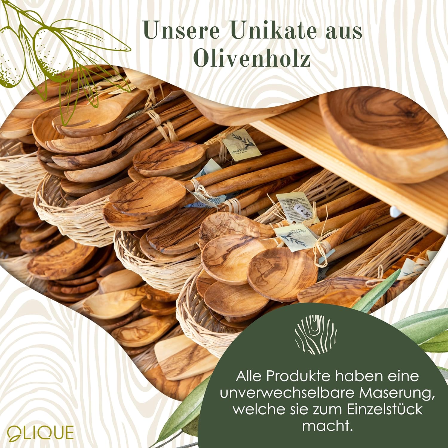 Wooden Hearts, Olive Wood - Connected Wooden Hearts as an Individual Gift for Wedding, Anniversary or Engagement (5 cm) – Bild 7
