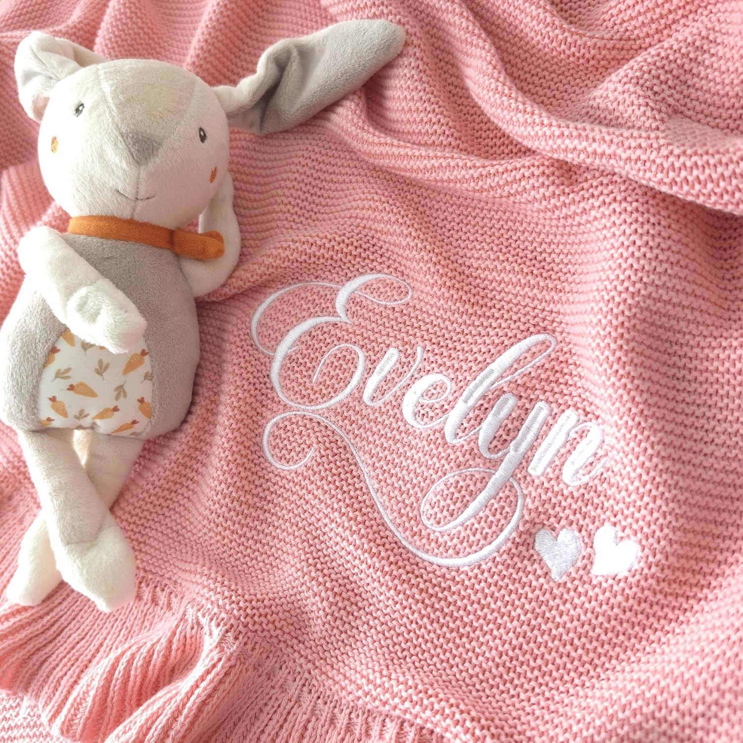 Baby Blanket Embroidered with Name 100 x 80 cm 100% Cotton – Bild 7