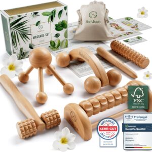 HELDSON Wooden Massage Set 6 Pieces - Massage Set for Foot, Head & Back