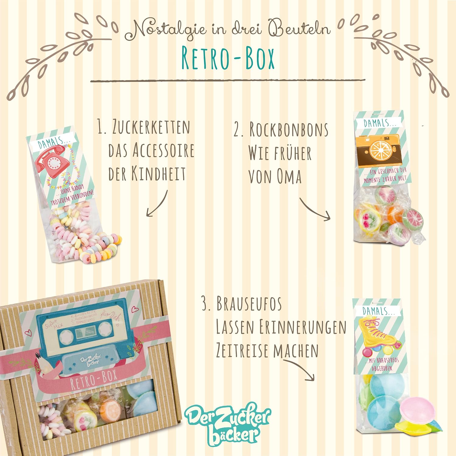 Retro box, great candy mix from your childhood, 94 g sweet joy in a high-quality box, childhood magic and retro classic combined – Bild 6