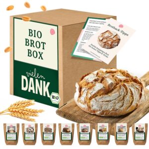 Organic Bread Baking Mixes Gift Basket "Thank You" - Ideal as a Thank You or Thank You Gift for Friends & Family - 8 Varieties of Baking Yourself for Bread Makers & Oven - Bake with Love