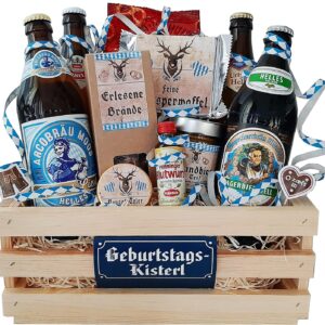 Bavarian birthday gift with beer, schnapps, mustard and nibble items, the perfect gift for men (birthday cisterl men)