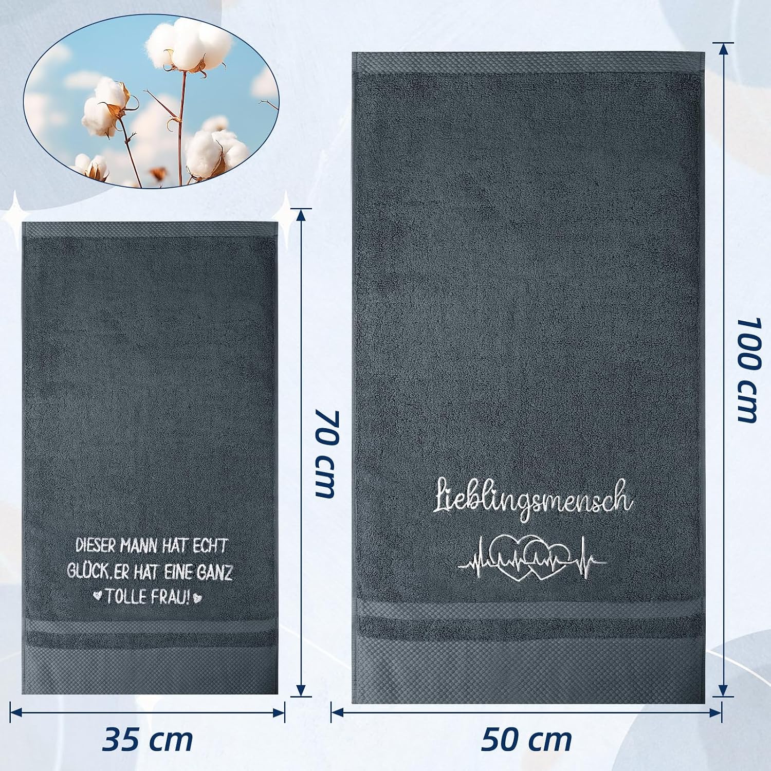 Anniversary Gift for Him 2-Piece Embroidered Towel Set 100% Cotton – Bild 8